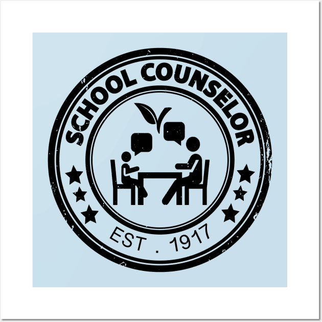 School Counselor Vintage Stamp Appreciation Gift Wall Art by MoodPalace